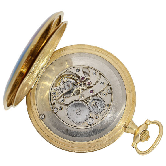 Rare Swiss gold enamel full hunter for the Indian market Circa 1925 Rare Swiss gold enamel full hunter for the Indian market Circa 1925