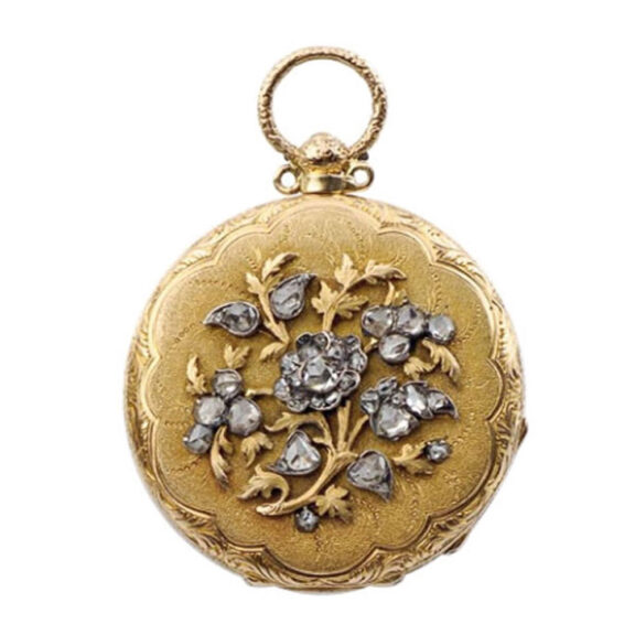 Swiss gold watch with cylinder escapment Circa 1880