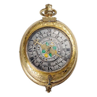 German gilt watch with hour self strike and alarm Circa 1580