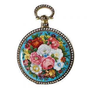 Swiss enamel and pearl set center seconds watch Circa 1840