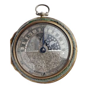 English silver pocket watch with day and night indication Circa 1690