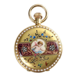 Swiss gold decorative minute repeating pendant watch Circa 1890