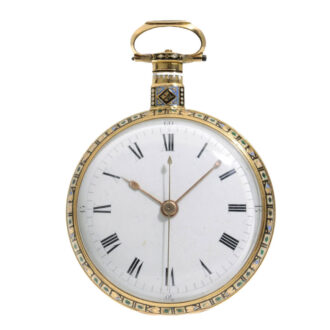 English gold/enamel center seconds duplex watch Circa 1820