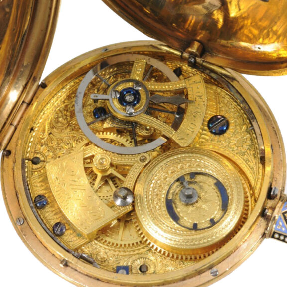 English gold/enamel center seconds duplex watch Circa 1820 English gold/enamel center seconds duplex watch Circa 1820