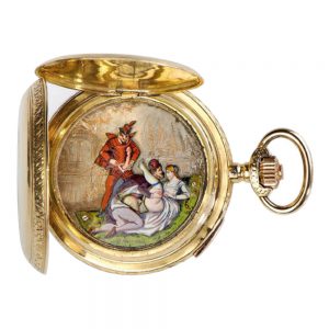 Swiss gold quarter repeating hunting cased watch Circa 1880