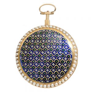 French 22k gold and enamel cylinder pocket watch Circa 1785