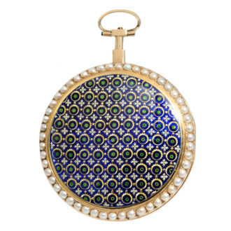 French 22k gold and enamel cylinder pocket watch Circa 1785