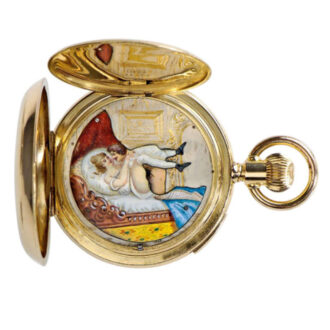 Swiss gold quarter repeating watch with concealed erotic automaton Circa 1890