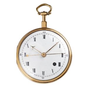 Swiss gold diamond set balance open faced watch Circa 1810
