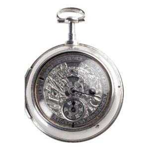 English silver pair cased verge watch early auxiliary seconds Circa 1710