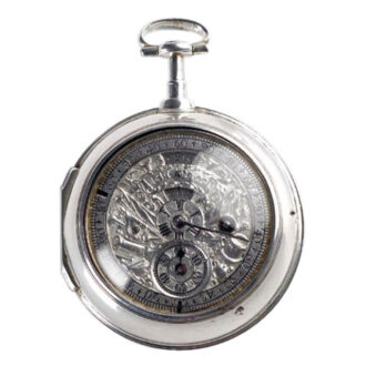 English silver pair cased verge watch early auxiliary seconds Circa 1710