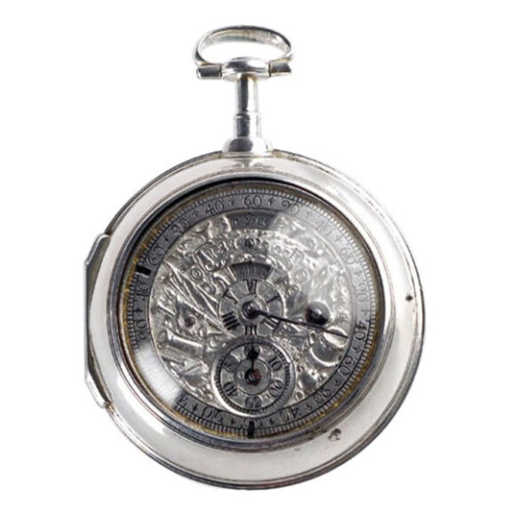 English silver pair cased verge watch early auxiliary seconds Circa 1710