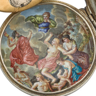 Large silver enamel verge with date and automaton Circa 1800
