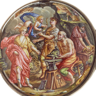 Large silver enamel verge with date and automaton Circa 1800