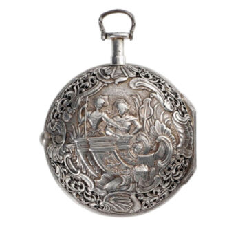 English silver pair cased quarter repeating verge watch Circa 1730