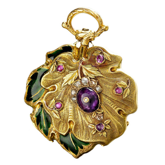 Swiss gold, shape of a leave cylinder watch Circa 1880