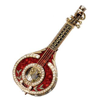 Exquisite Swiss gold mandolin form watch Circa 1800