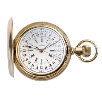 Swiss gold pocket watch with two time zone and centre seconds Circa 1872