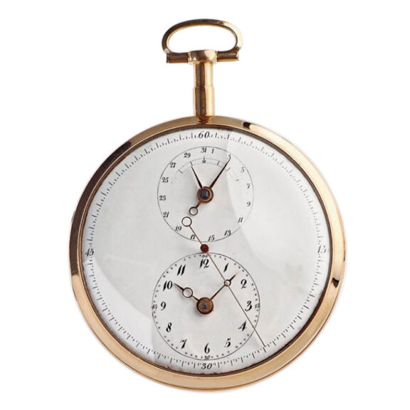 Swiss gold watch with regulator dial and date Circa 1810