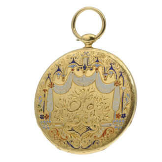 Swiss gold and lavishly decorated enamel watch Circa 1830