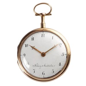 Swedish gold watch with automatic oscillating weight wind movement