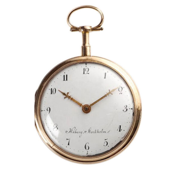 Swedish gold watch with automatic oscillating weight wind movement