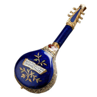 Swiss gold, enamel, pearl set mandolin form watch Circa 1810