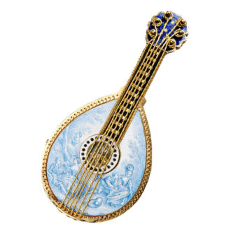 Exquisite fine gold enamel mandolin form watch Circa 1830