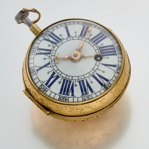 A French verge oignon quarter repeater in a gilt case Circa 1690 A French verge oignon quarter repeater in a gilt case Circa 1690
