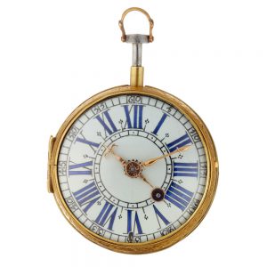 A French verge oignon quarter repeater in a gilt case Circa 1690