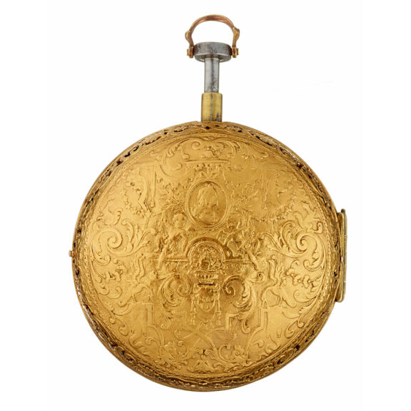 A French verge oignon quarter repeater in a gilt case Circa 1690 A French verge oignon quarter repeater in a gilt case Circa 1690