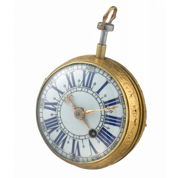 A French verge oignon quarter repeater in a gilt case Circa 1690 A French verge oignon quarter repeater in a gilt case Circa 1690