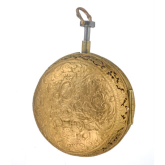A French verge oignon quarter repeater in a gilt case Circa 1690