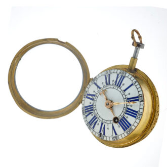 A French verge oignon quarter repeater in a gilt case Circa 1690