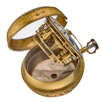 A French verge oignon quarter repeater in a gilt case Circa 1690