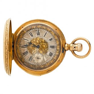 German quarter repeating keyless hunting cased lever watch Circa 1889