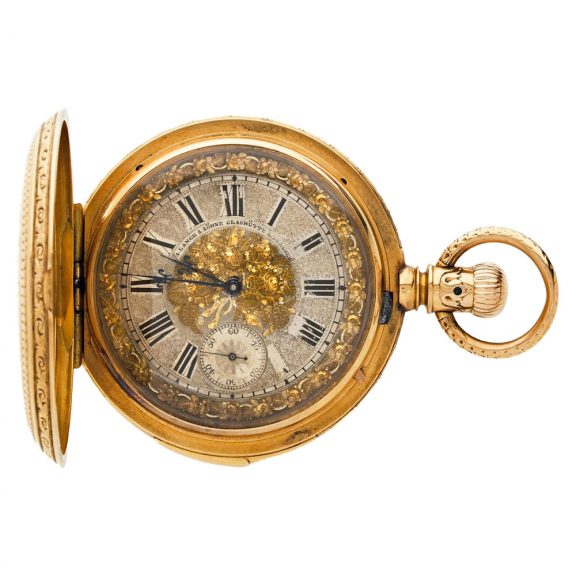 German quarter repeating keyless hunting cased lever watch Circa 1889