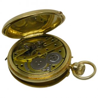 French 18 carat guilloché gold hunting cased lever watch Circa 1835