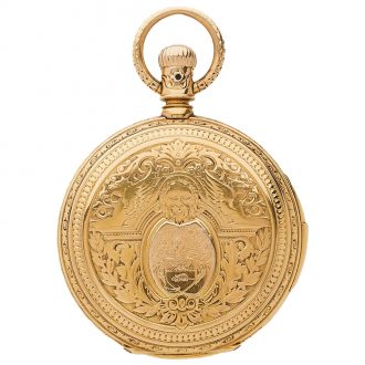 German quarter repeating keyless hunting cased lever watch Circa 1889