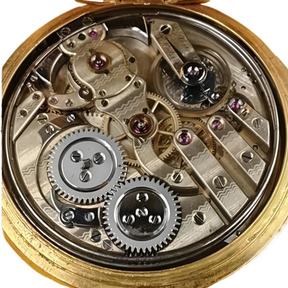 Large Swiss gold quarter repeating automaton watch Circa 1880 Large Swiss gold quarter repeating automaton watch Circa 1880