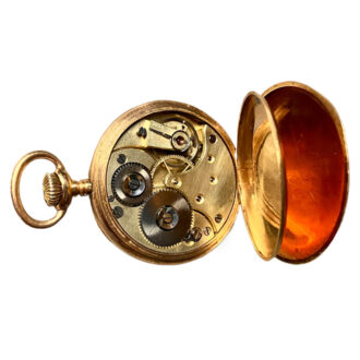 Swiss 18K yellow gold open faced pocket watch Circa 1915