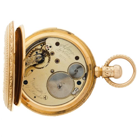 German quarter repeating keyless hunting cased lever watch Circa 1889 German quarter repeating keyless hunting cased lever watch Circa 1889
