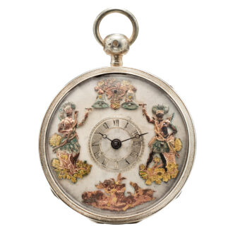 Swiss gold multi coloured watch with striking Jacks Circa 1805