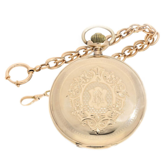 Swiss gold lever hunting cased pocket watch Circa 1900 Swiss gold lever hunting cased pocket watch Circa 1900
