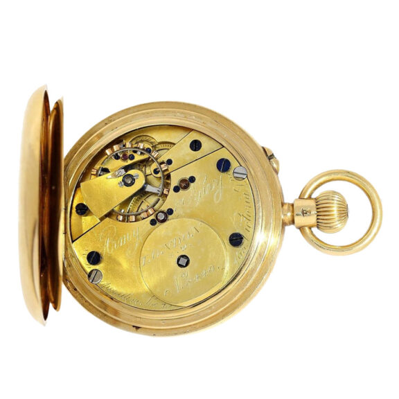 English gold half hunting cased pocket watch Circa 1900 English gold half hunting cased pocket watch Circa 1900