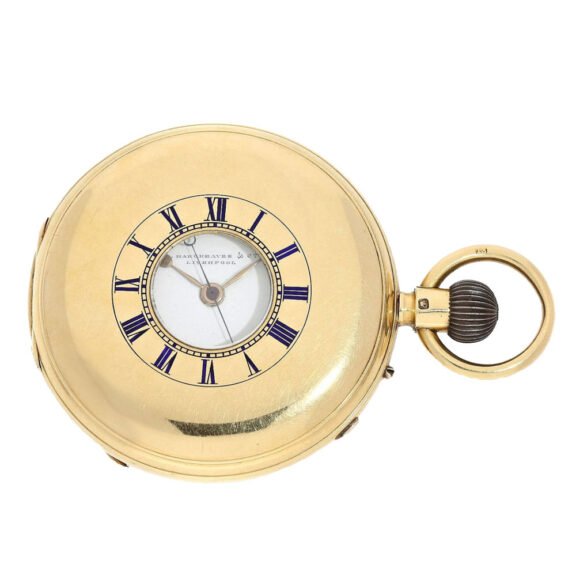 English gold half hunting cased pocket watch Circa 1872