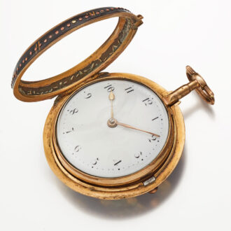English verge in underpainted horn gilt pair cases Circa 1790