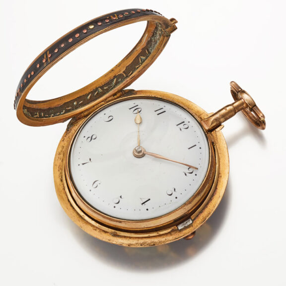 English verge in underpainted horn gilt pair cases Circa 1790 English verge in underpainted horn gilt pair cases Circa 1790