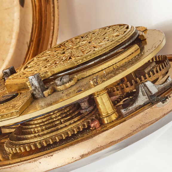 English verge in underpainted horn gilt pair cases Circa 1790 English verge in underpainted horn gilt pair cases Circa 1790