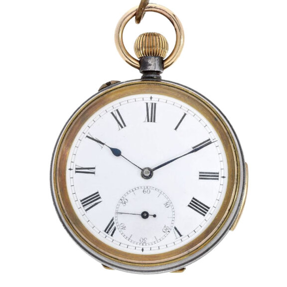 Swiss iron minute repeating lever with watch chain Circa 1900